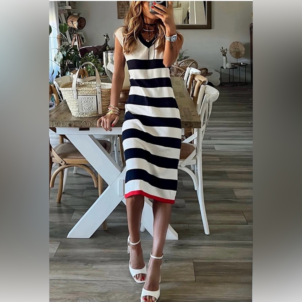 Women’s sleeveless striped dress. Never worn.